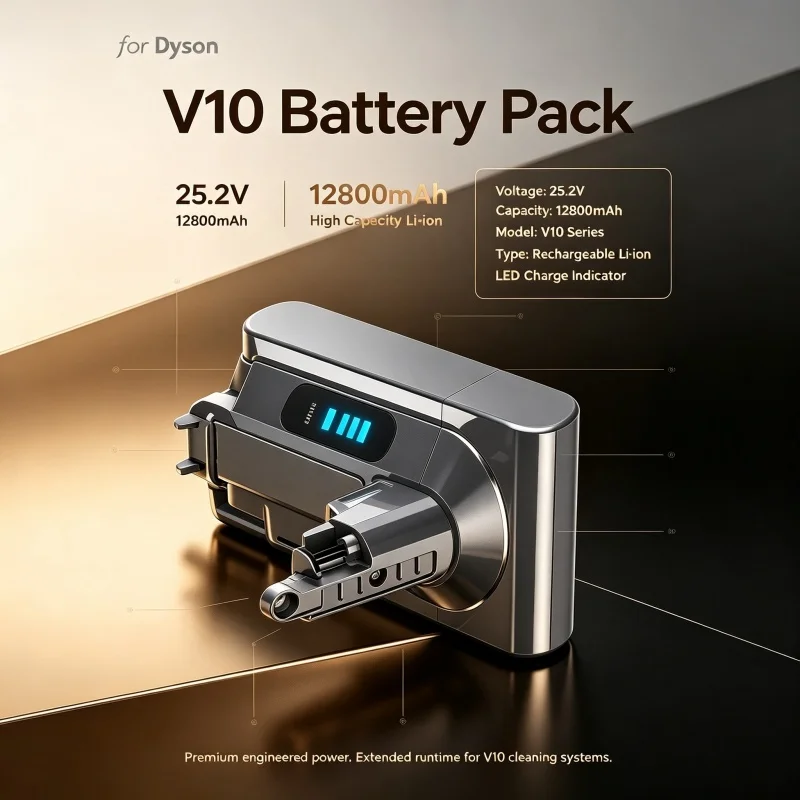 Progettato per adattarsi al tuo modello Dyson: batteria agli ioni di litio da 25,2 V e 12800 mAh per V10 / SV12 Absolute – modello 2026.