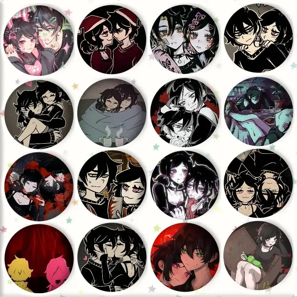 Game Anime The Coffin Of A-Andy And L-Leyley Badges Round Cosplay Pin Bag Decor Fans Collect Friends Gifts Brooch Souvenir