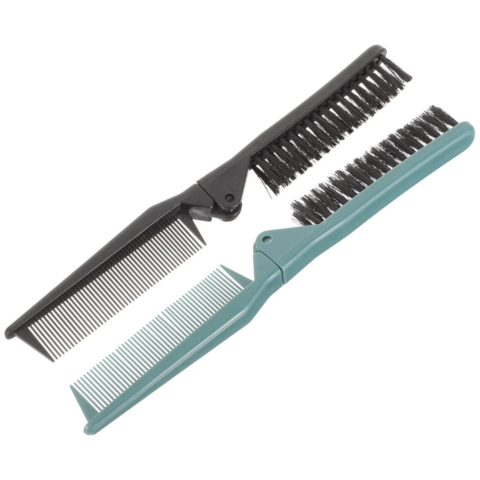 2 Pcs Double Teeth Folding Comb Pocket Massage Hair Salon Brush for Women ABS Travel Straight Curl