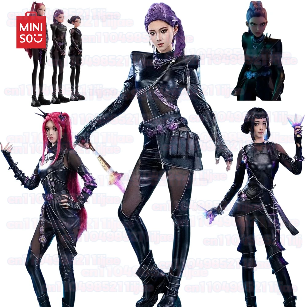 

MINISO New black suit kids Mira Zoey Rumi Cosplay Costume Kpop【S-3XL】DokiDoki-R Halloween Rumi Battle Suit Huntrix Plus Size