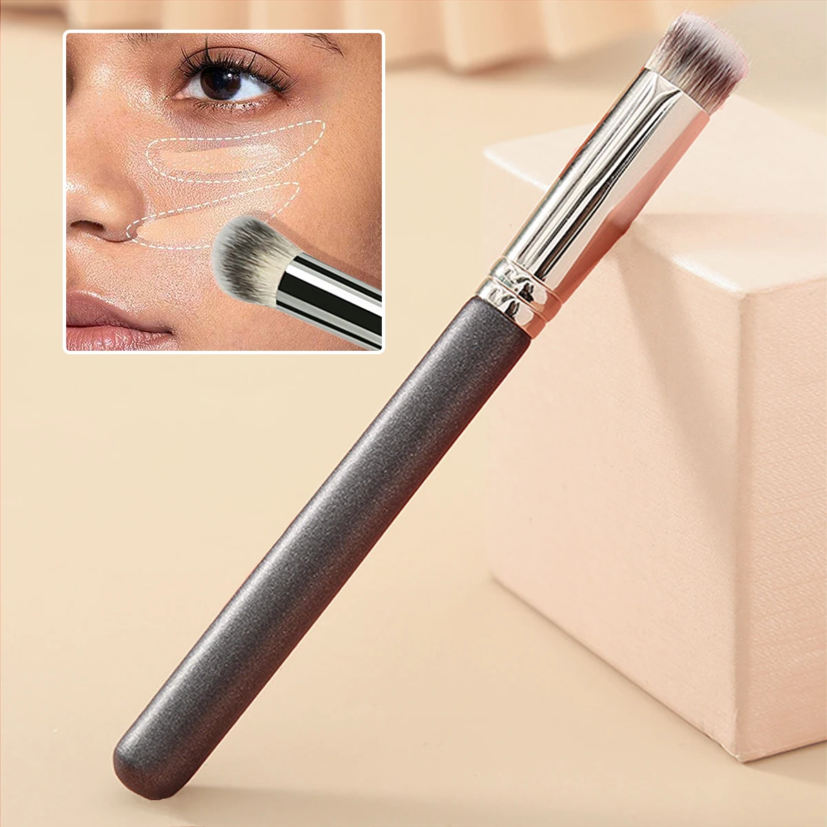 Pinceau correcteur de fond de teint, pinceaux de fard à joues de Contour Premium, impeccable sous les yeux, brosse de maquillage Dense pour le visage pour mélanger