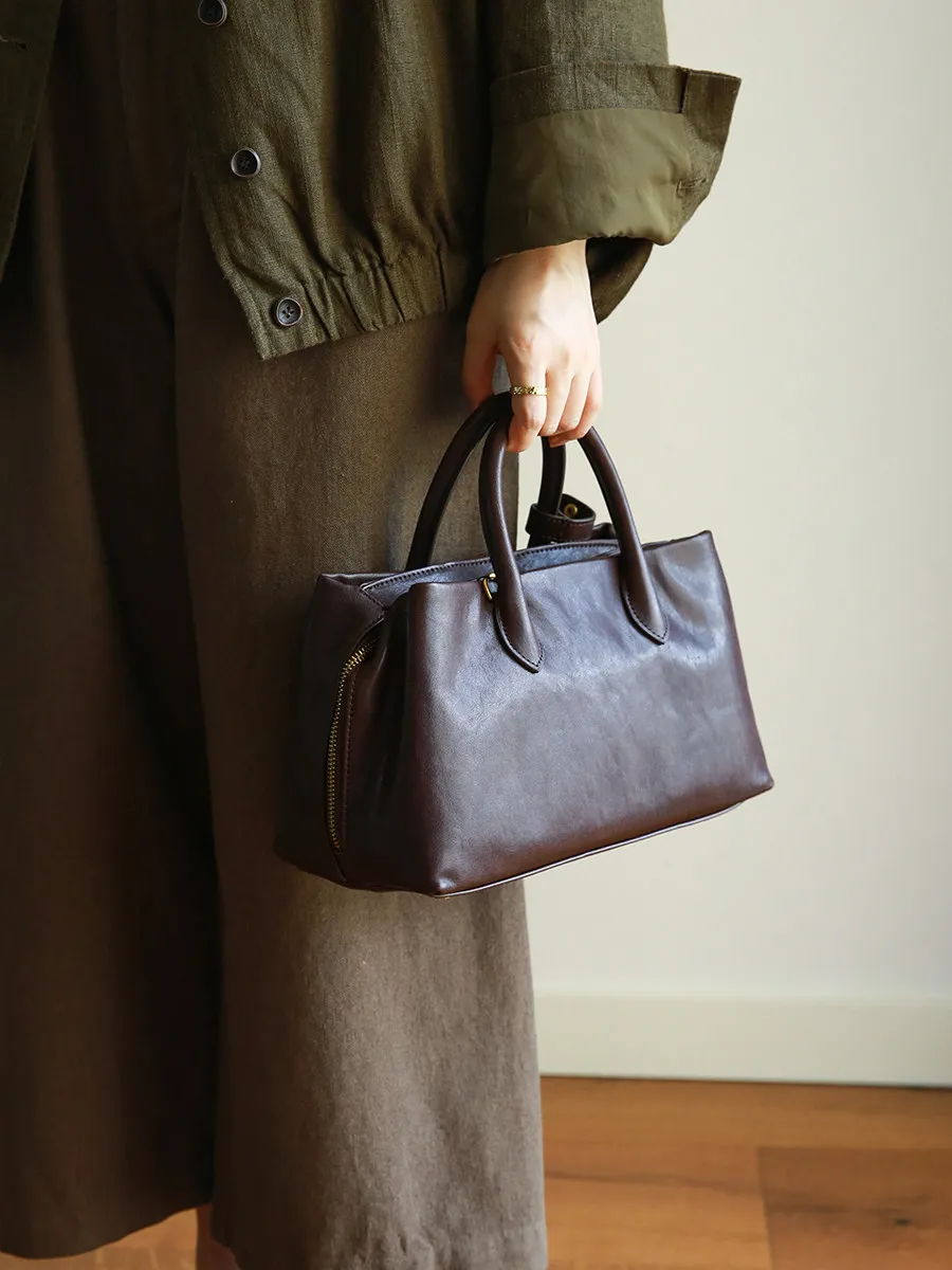 simple casual luxury genuine leather women's handbag fashion designer handmade real cow leather large-capacity shoulder bag