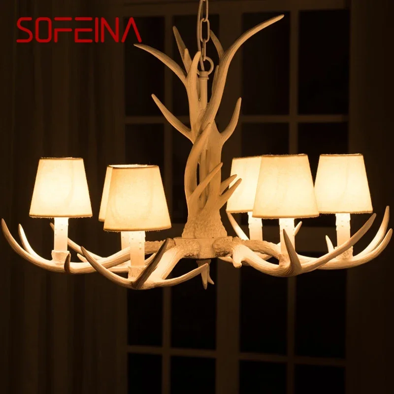 

SOFEINA Nordic Antler Pendent Lamp American Retro Living Dining Room Villa Coffee Shop Clothing Store Decor Chandelier Light