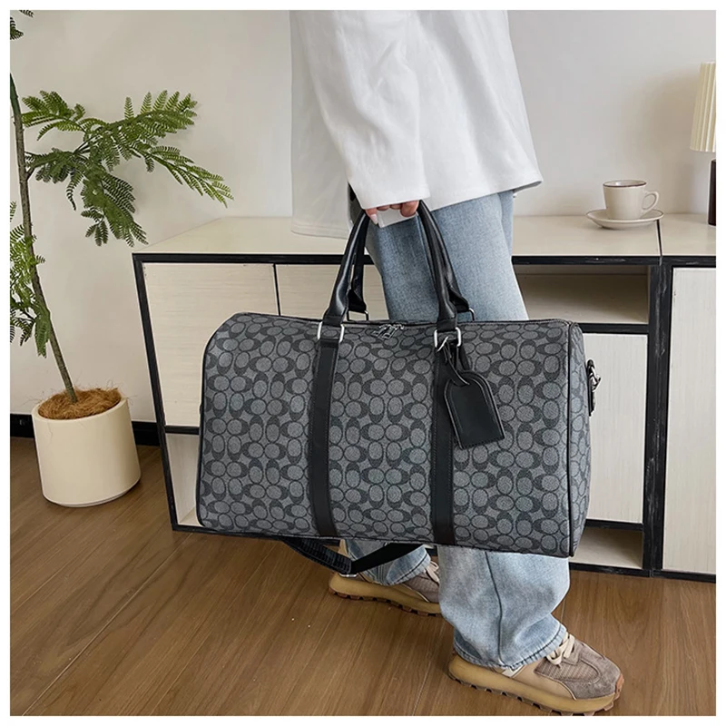 PU Leather Gym Bag Travel Totes Duffle Women Sports Fitness Business Casual Luggage Handbag Outdoor Shoulder Weekend Bag for Man