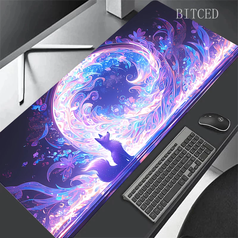 Kawaii mouse pad raposa tapete de mesa mousepad tapetes de mesa do computador 100x50cm grandes almofadas de mesa grande gamer grande mouse pads teclado xxl