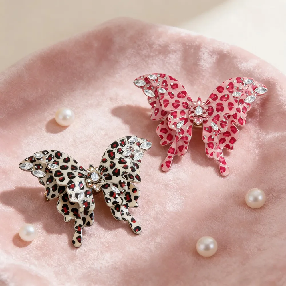 

1PC Elegant red and amber butterfly hairpins, multi-functional hair accessories hairpins