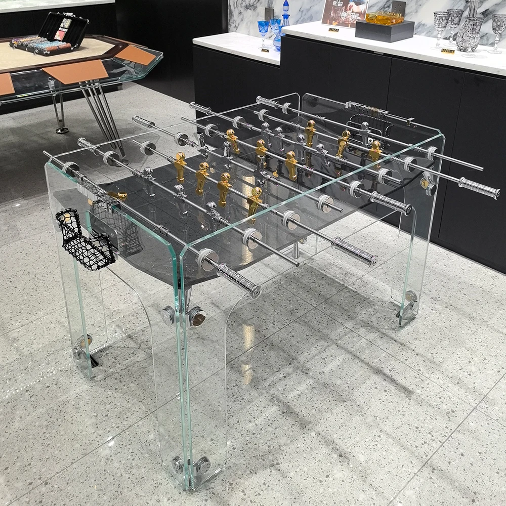 Luxury-Style Indoor Entertainment Table Football Table with Tempered Glass, High-End Competitive Table Football