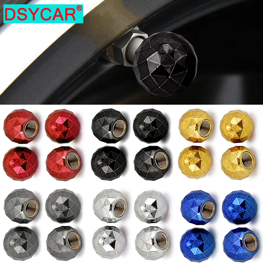 4PCS Diamond Ball Tire Valve Stem Caps, Corrosion Resistant, Universal Stem Covers for Cars Trucks Motorcycles SUVs and Bikes