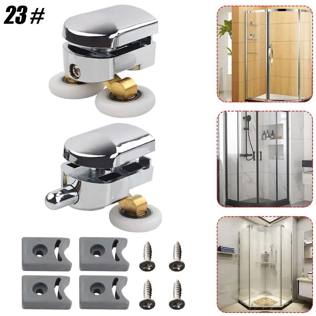 Shower Door Rollers Nylon Twin Runner Wheels Glass Sliding Bathroom Hardware for Portable Shower Enclosure Repair
