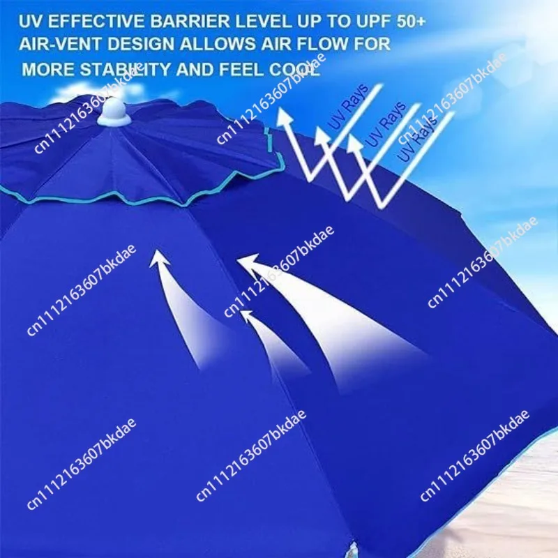 Aluminum alloy 6.5FT folding convenient travel beach umbrella telescopic belt sand anchor windproof parasol
