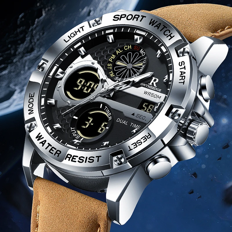 2025 جديد ساعة رجالية رياضية ساعة إلكترونية رقمية وظيفة كاملة التوقيت العالمي LED السيارات اليد رفع مصباح مقاوم للماء ساعة للرجال