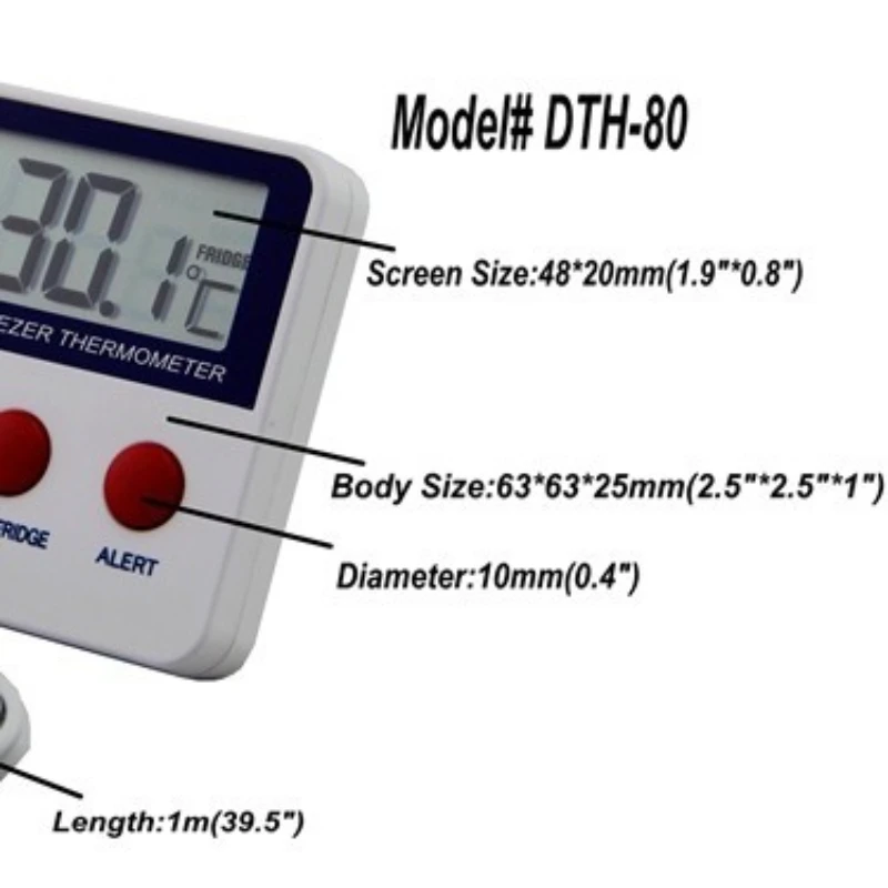 1Pcs Freezer Room Thermometer Refrigerator Fridge Thermometer Digital Min Record Function with Large LCD Display