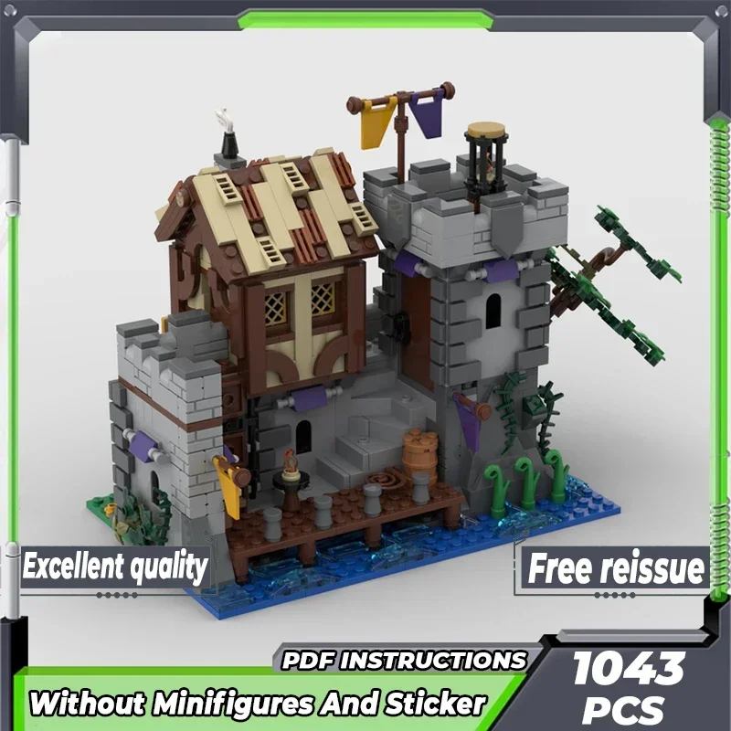 Medieval Street View Model Moc Building Bricks Village River Port Technology Modular Blocks Gift Christmas Toys DIY Set Assembly