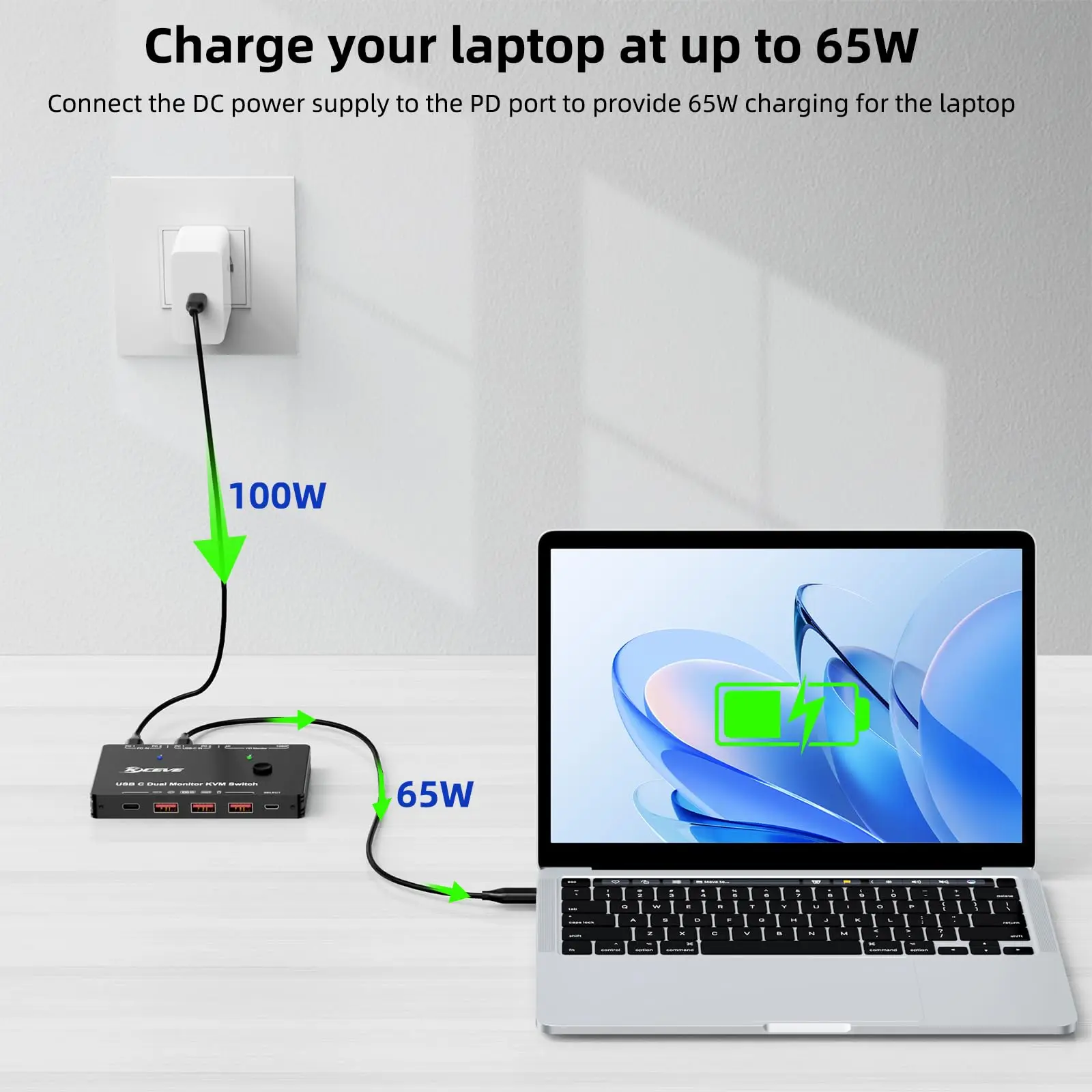 محول USB C KVM 3/2 شاشات 2 كمبيوتر محمول 4K/1080P@60 هرتز، محطة إرساء USB-C شاشة ثلاثية/مزدوجة KVM مع 4 منافذ USB 3.2 #6