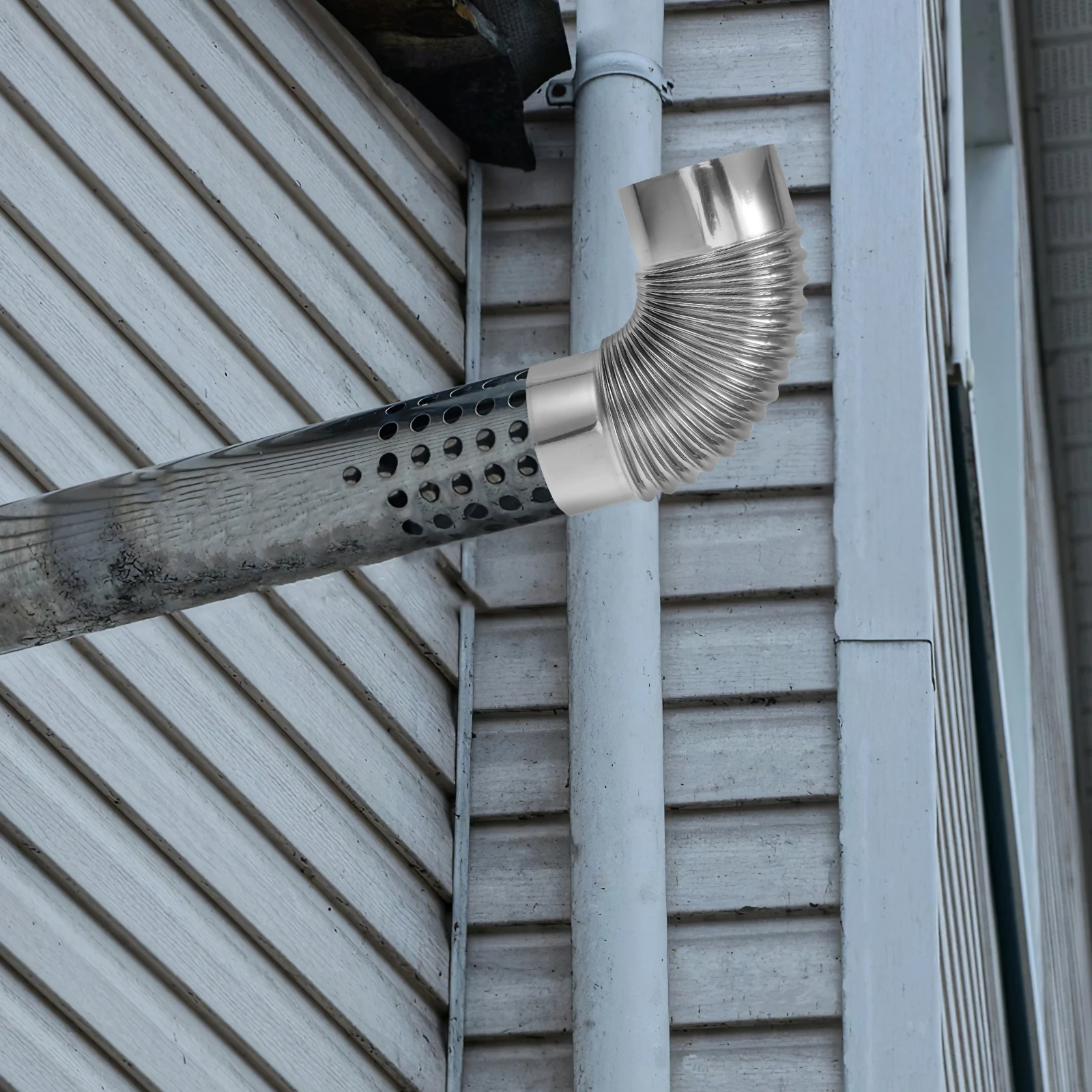 

2pcs Stainless Steel Elbow Exhaust Pipe Flexible Chimney Flue Adapter For Water Heater Range Hood Venting Removal