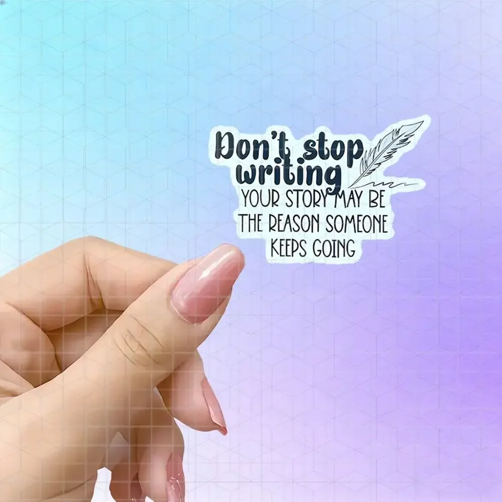Feather Literary Inspirational Quote Vinyl Sticker Matte Decal For Handbook Tablet Suitcase Cloud Border