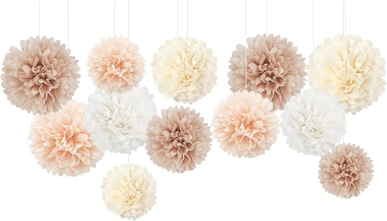 Hochzeits dekorationen, 12 Stück Champagner Seidenpapier Pompons, cremeweiße Papier blumen für Verlobung empfänge,