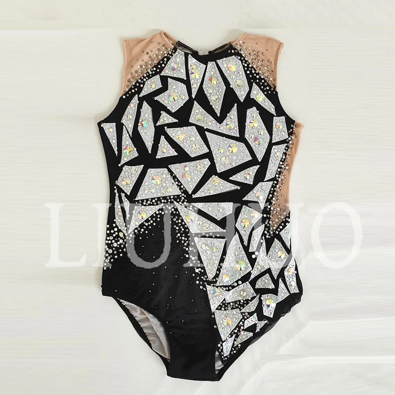 

LIUHUO Купальник для художественной гимнастики, черный, для соревнований, черлидинга, для детей BD9159