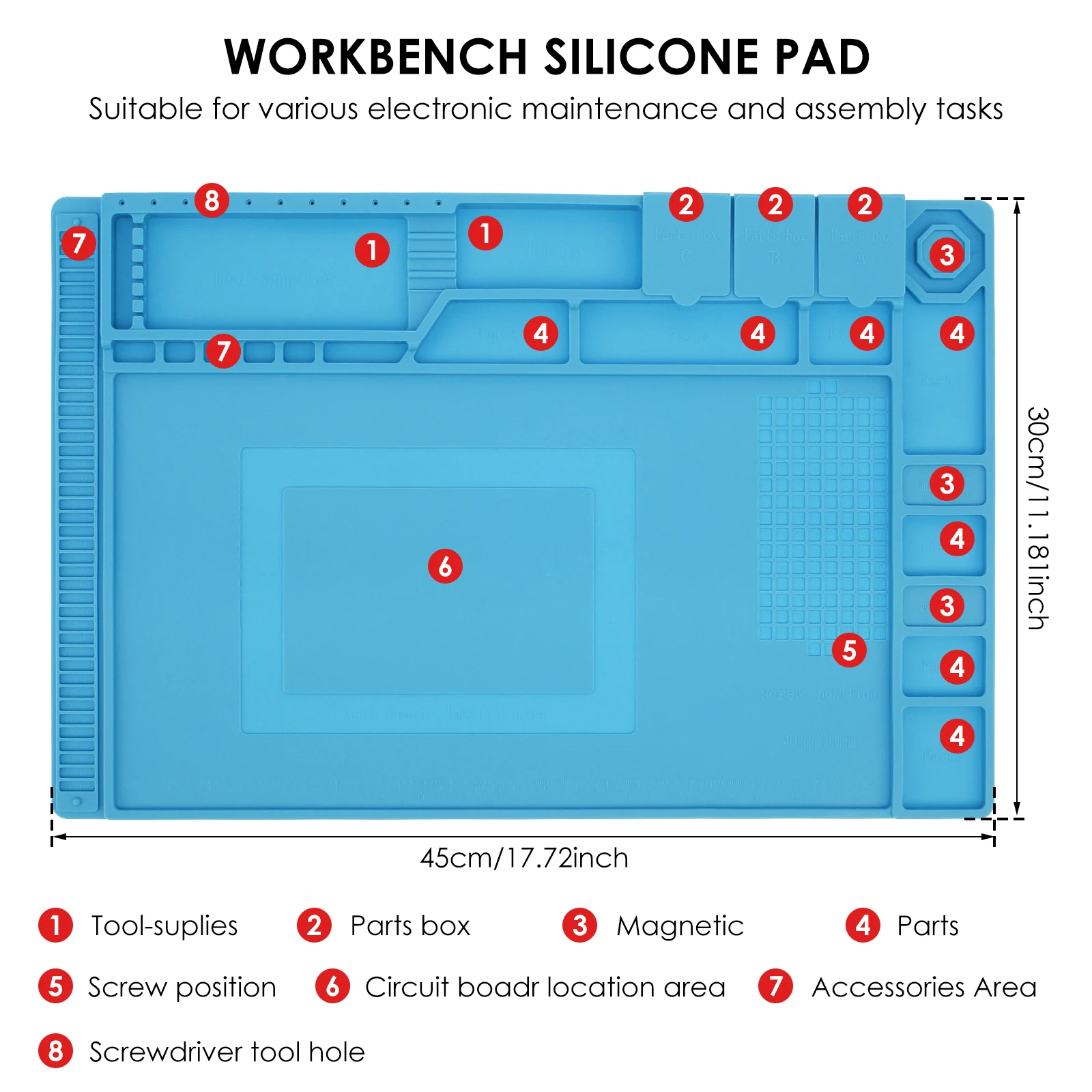 Soldering Mat Heat Resistant Silicone Repair Mat Anti-Static Working Station Pad Computer Phone Repair Kit Electronic Soldering