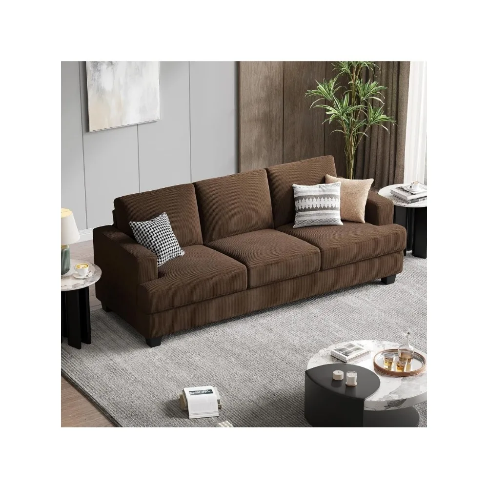 Canapé de 89 pouces avec sièges très profonds, sofa 3 places surdimensionné en tissu velours côtelé pour salon, canapé et sofa modernes