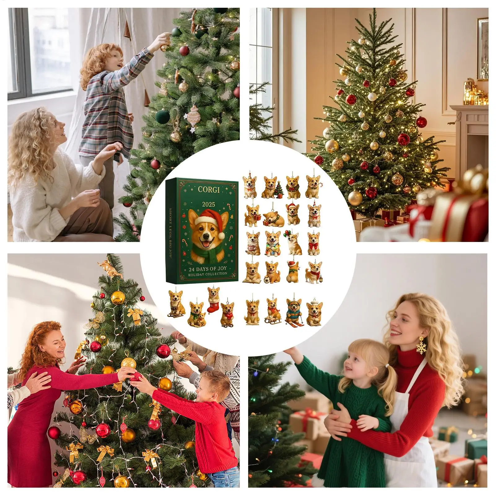 2D الاكريليك جرو تقويم القدوم 24 يوما عيد الميلاد العد التنازلي التقويم 2025 الحيوان قلادة لهدايا تزيين شجرة عيد الميلاد #5