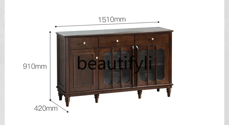 

American solid wood side cabinet storage light luxury high-end restaurant cabinet French dining cabinet furniture