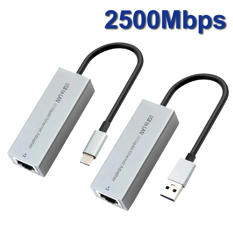 2500Mbps USB Network Adapter Ethernet Adapter 2.5Gbps Gigabit Lan USB C To RJ45 Network Card For Laptop Windows