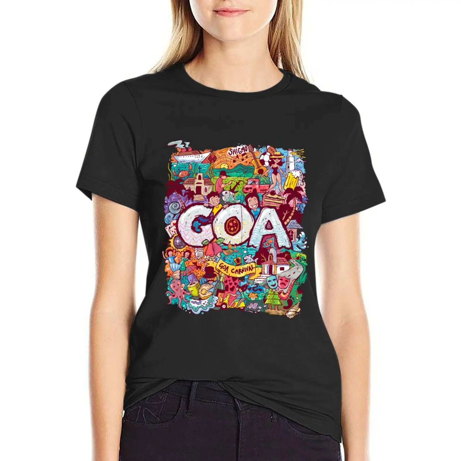 Goa Doodle mashup 1 T-Shirt graphics korean fashion Top Women