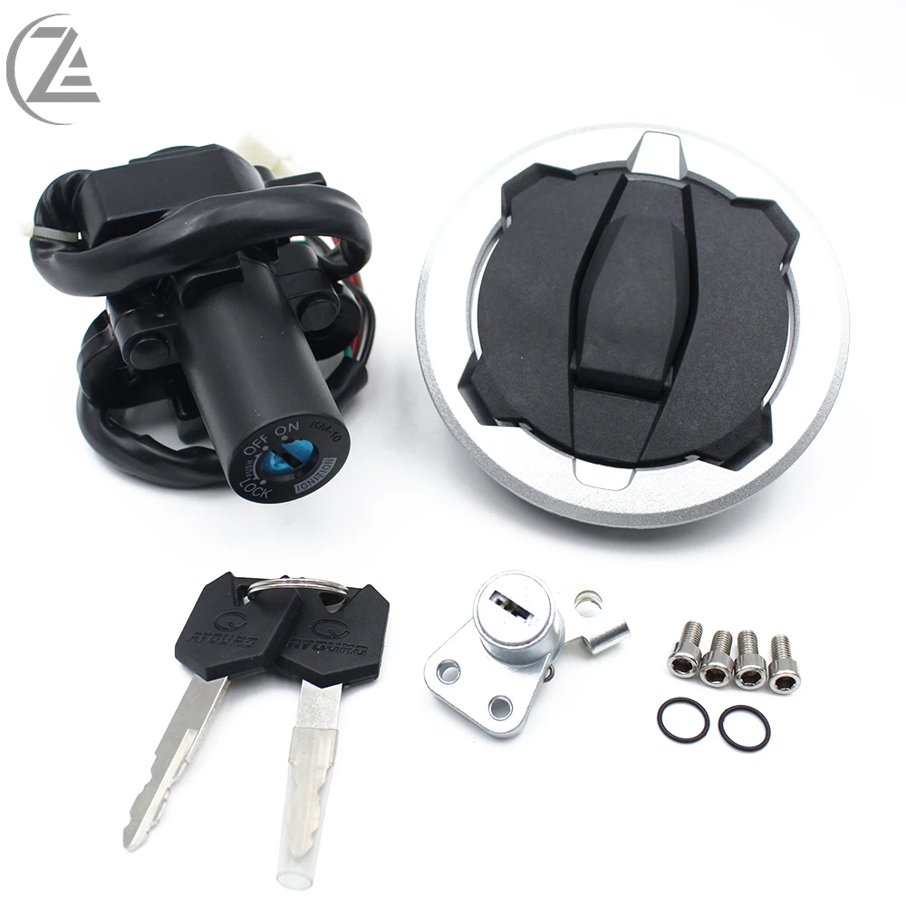 Motorcycle Ignition Switch Gas Fuel Tank Cap Cover Seat Lock Set W/ Keys For KAWASAKI Versys-X300 / KLE 300 2017-2021