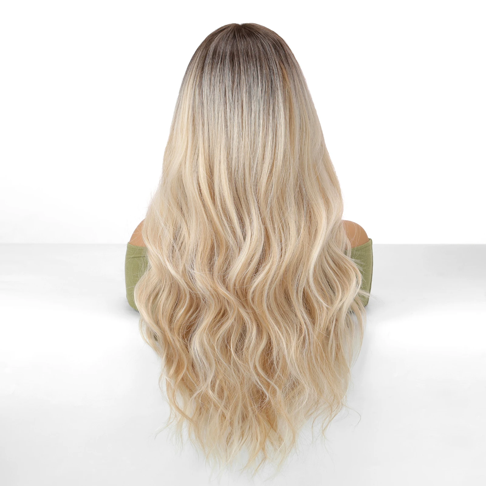 CharmSource HD Synthetic 13x6 Lace Wigs Long Wavy Hair BLonde Ombre Wigs Daily Use Party Wig for White Women Heat Resistant