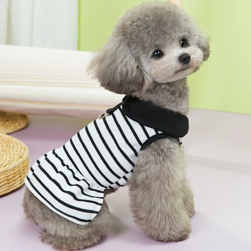 Robe à capuche pour chien avec bandes blanches et noires, sweat-shirt, jupe, perforé, garçons, filles, vêtements de couple, vêtements pour animaux