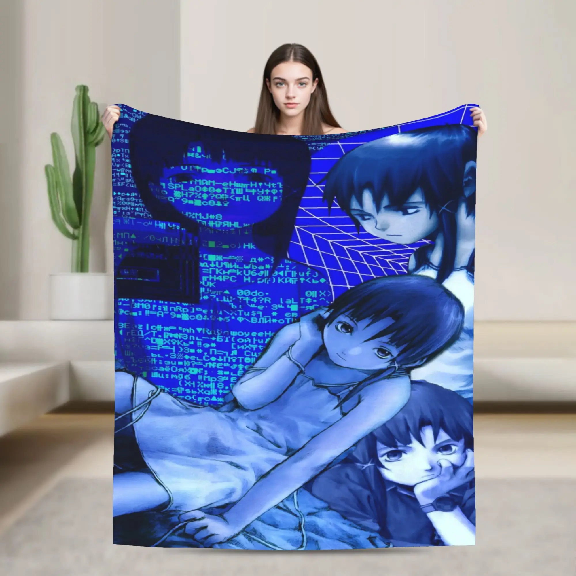 Anime Serial Experiments Lain Warm Soft Blankets  Kids Adult Plush Throw Blanket Comfortable Home Decor Flannel Sofa Bed Cover