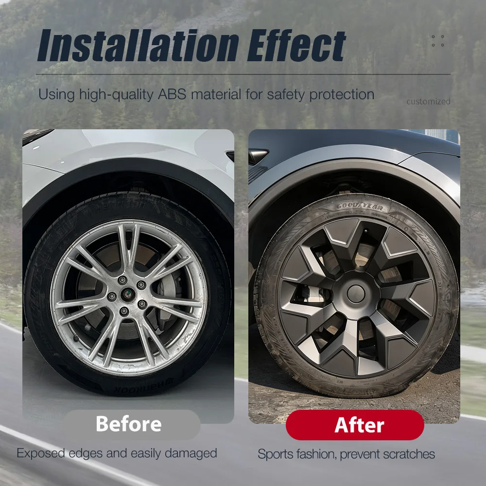 Full Rim Cover 4PCS Hub Cap 19 Inch for Tesla Model Y Wheel Cap Performance Automobile Hubcap Gemini Wheel Accessories 2018-2024