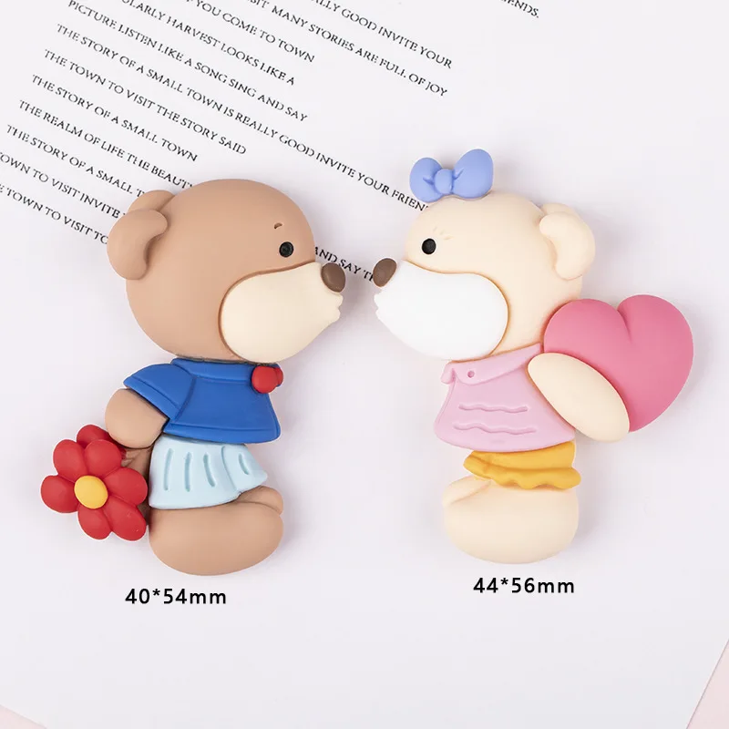 New Resin Accessories Cartoon Cute Couple Bear Diy Scrapbook Crafts Mobile Phone Case Patch Refrigerator Magnet Decoration