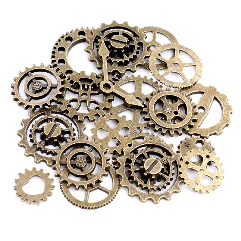 50PCS 8 Color Fashion Size Mix Alloy Mechanical Steampunk Cogs & Gears Diy Accessories  Drop ship