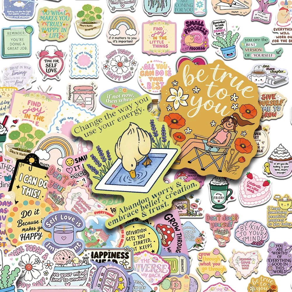 50/100 Stück Cartoon-Aufmunterungsaufkleber für Telefon, Scrapbook, Gepäck, Helm, Skateboard, DIY, Graffiti, ästhetische Aufkleber