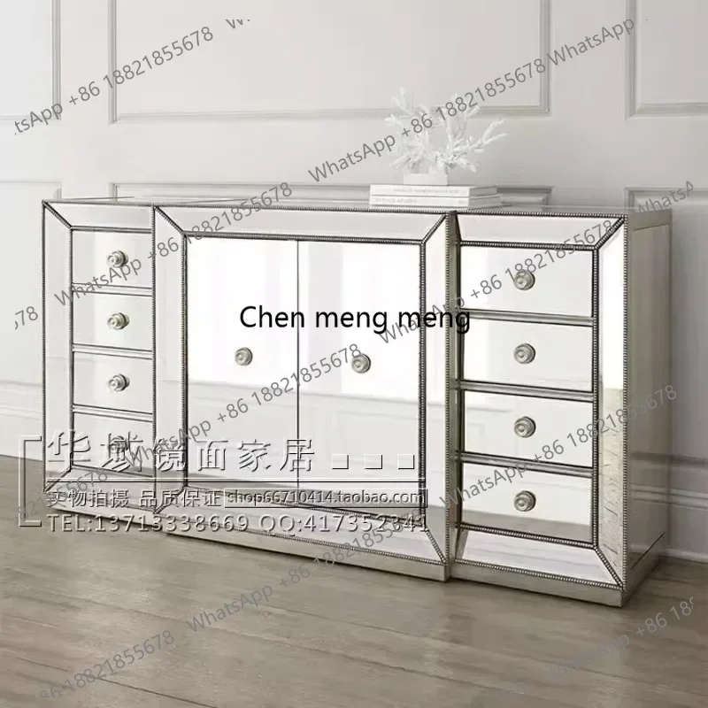 American multi-functional side cabinets, imitation old porch cabinets, mirror door cabinets, glass furniture lockers promotion