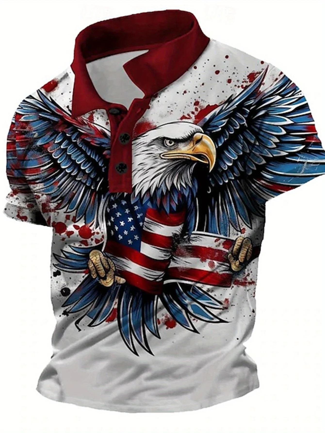 Camisa de Hombre con Estampado Patriótico de la Bandera Americana y el Águila, Estilo 2026, Camisa de Verano Transpirable de Manga Corta, Estilo Casual de Negocios