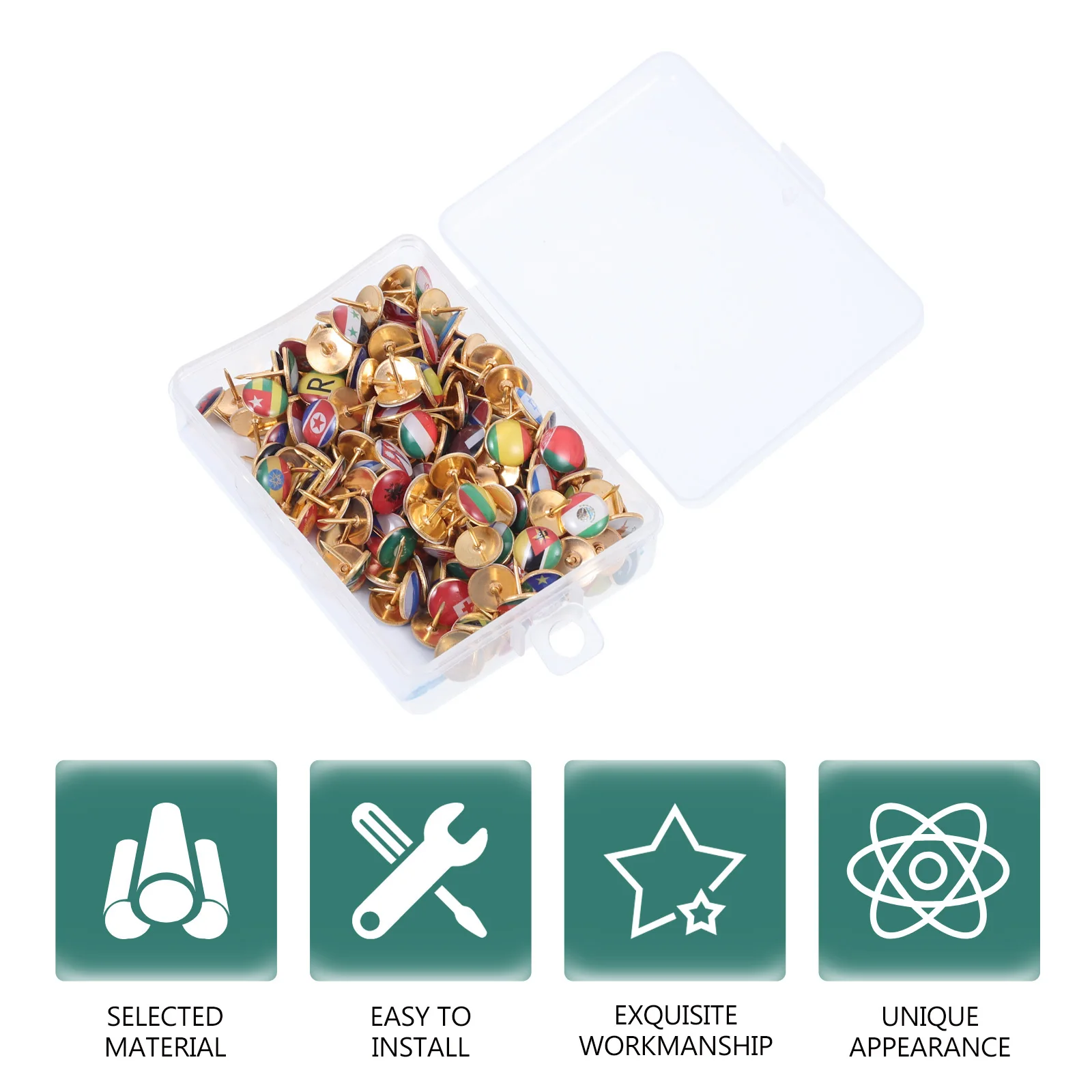 

194Pcs National Flag Thumbtack Multipurpose Map Tacks for Notice Board Travel Epoxy Pushpin Household Message