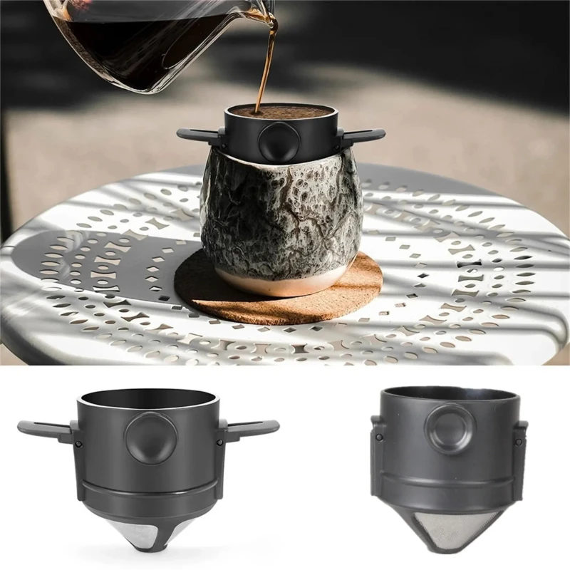 Coffeefunnel portable coffee powder coffee machine filter hand stainless steelreusable filter cup folding portable filter screen