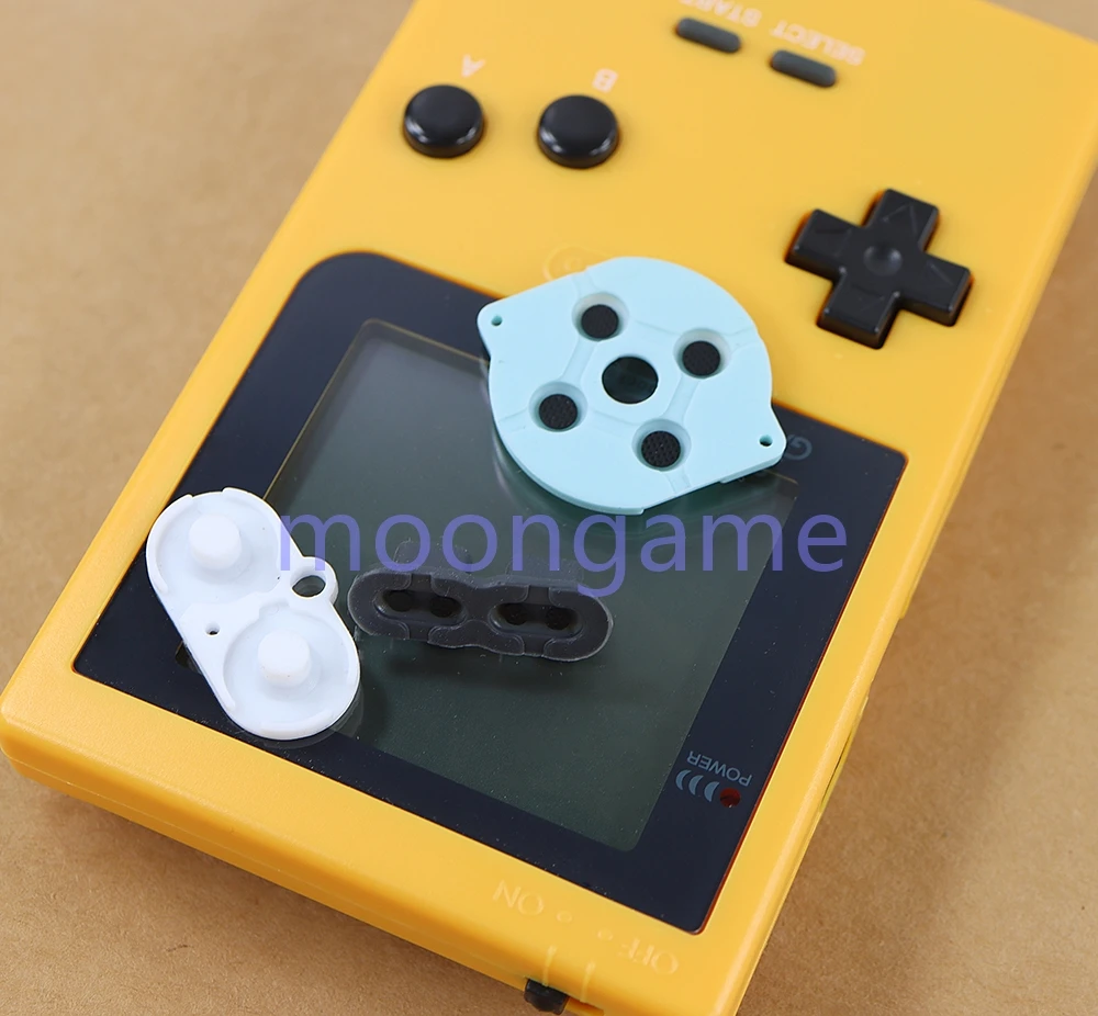 

100 комплектов резиновых проводящих клейких кнопок A B D Pad для GameBoy Pocket GBP, силиконовые запуск, выбор, запасные части для клавиатуры