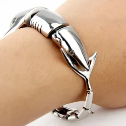 2023 EQB Trendy Fashion Personality Domineering Great White Shark Titanium Steel Bracelet Men's Hip Hop Rock Jewelry Gift