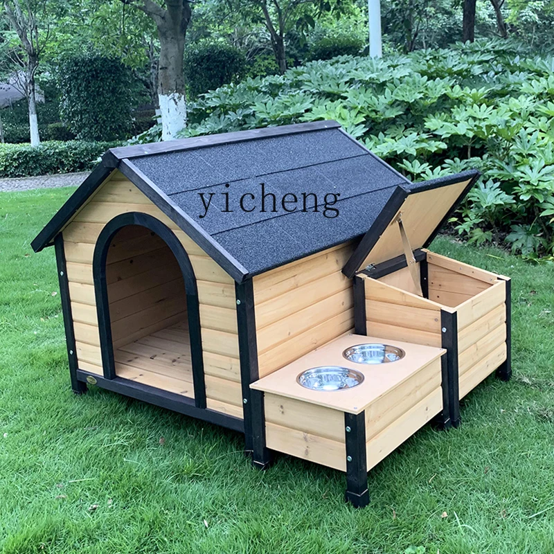 ZK Household Solid Wood Dog House Outdoor Medium-Sized Dog Dog Cage Outdoor Kennel Wooden Rainproof Villa House