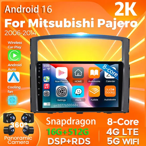 Android 16 Carplay Auto Für Mitsubishi Pajero 2006 - 2014 Autoradio-Player Multimedia-Stereo-Navigation 2Din 360-Kamera AI-Sprachsteuerung