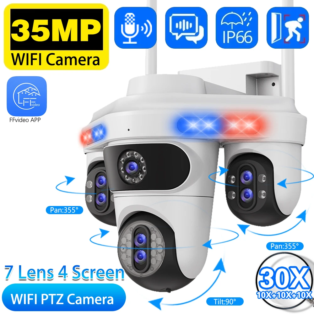 

HD 35MP WIFI Camera 30X ZOOM IP CCTV Outdoor Waterproof Camera Multi-Lens Night Vision Two-Way Intercom Motion Tracking