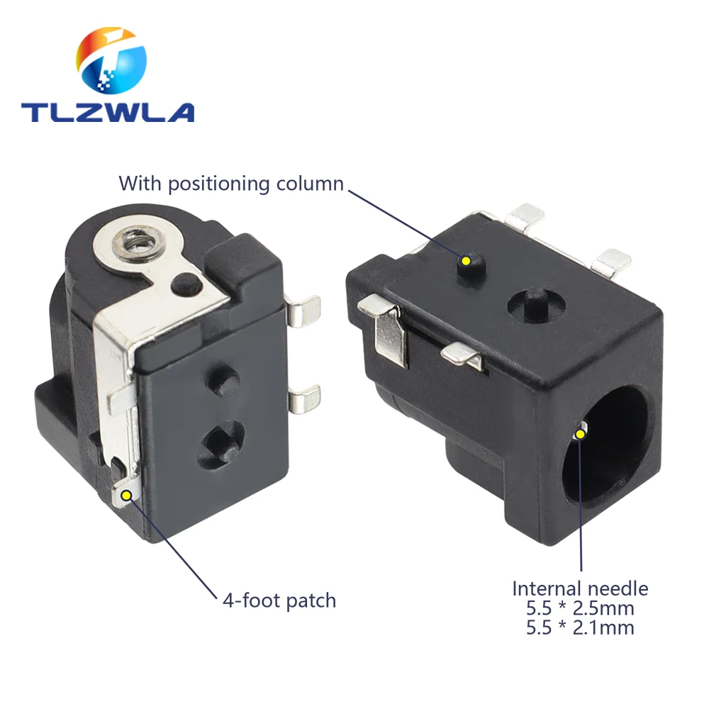 10PCS DC-050 SMD DC-005 5.5X2.1 DC005 5.5*2.5mm DC Power Jack Connector 5.5 x 2.1MM Socket DC050