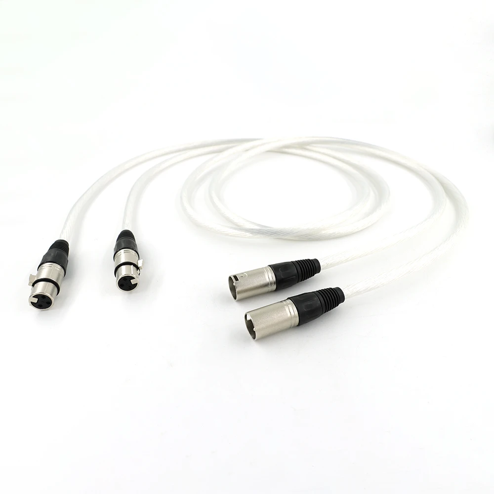 

Pair Hifi XLR Cable Hi-end pure silver 5NOCC cable Hifi 2 XLR Male to 2 XLR Female Cable Balance line