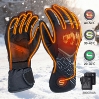 Snowmobile Heated Heating Gloves For Real Leather Waterproof Heated Gloves Touch Screen Snowboard Skiing Motorcycle Heated Glove