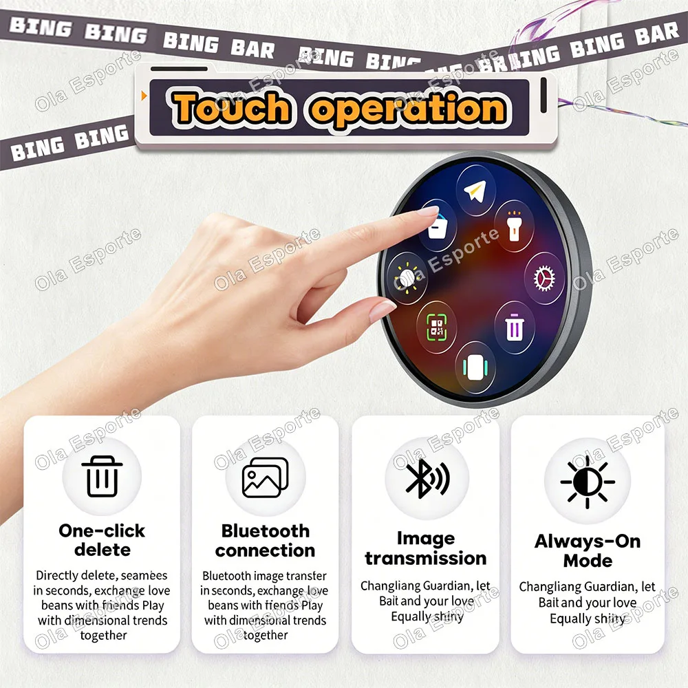 Dynamic Electronic Badge Anime HD Touch Digital Display Screen Bluetooth E-Badge For Ebadge Upload Images/GIFs/Videos Badge 2026 view 5