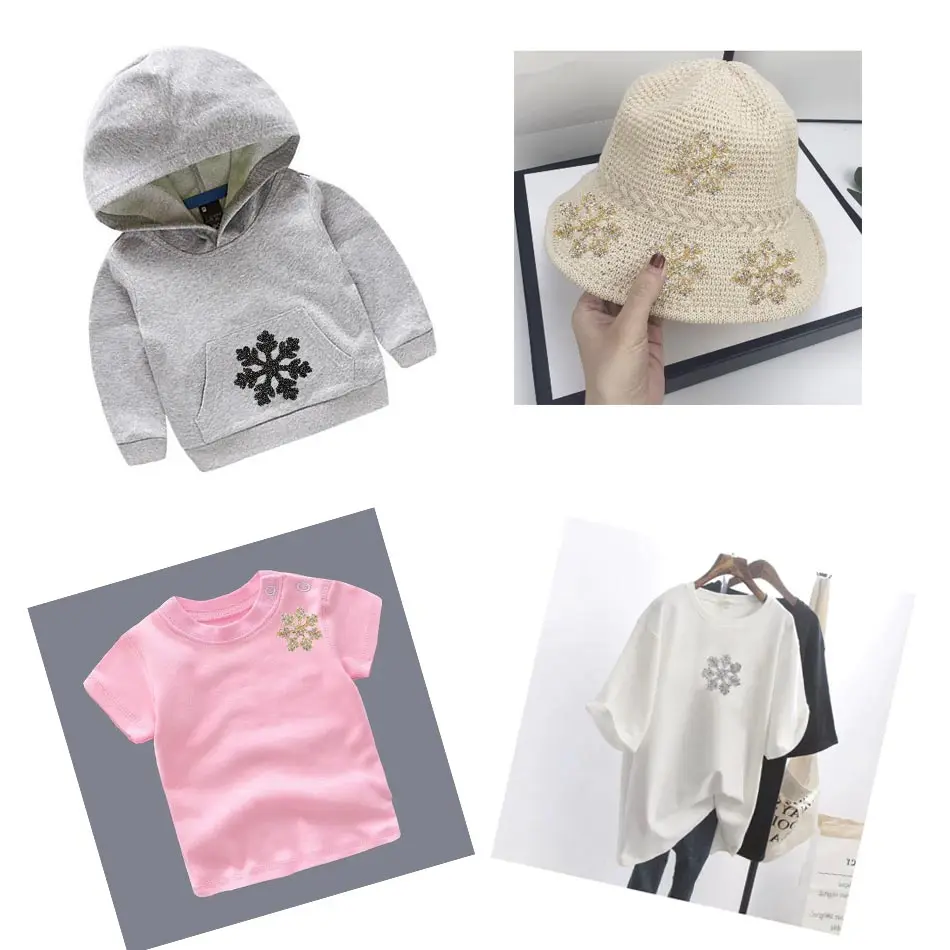 Sneeuwvlokken Rhineston Warmte Sticker Op T-shirt Diy Een-Niveaus Ijzer Op Transfer Voor Kleding Bling Patches Op Kleding Geappliceerd decor